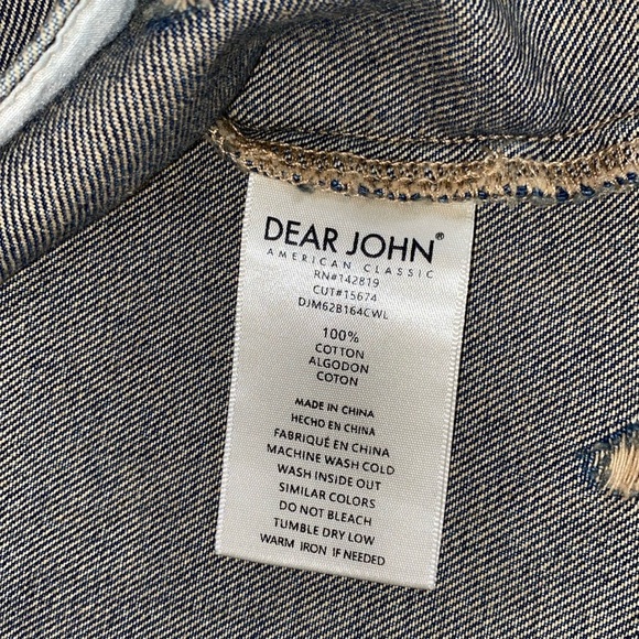 Dear John Elsie Oversized Destructed Frayed Hem 100% Cotton Denim Jacket Size M - Picture 10 of 16